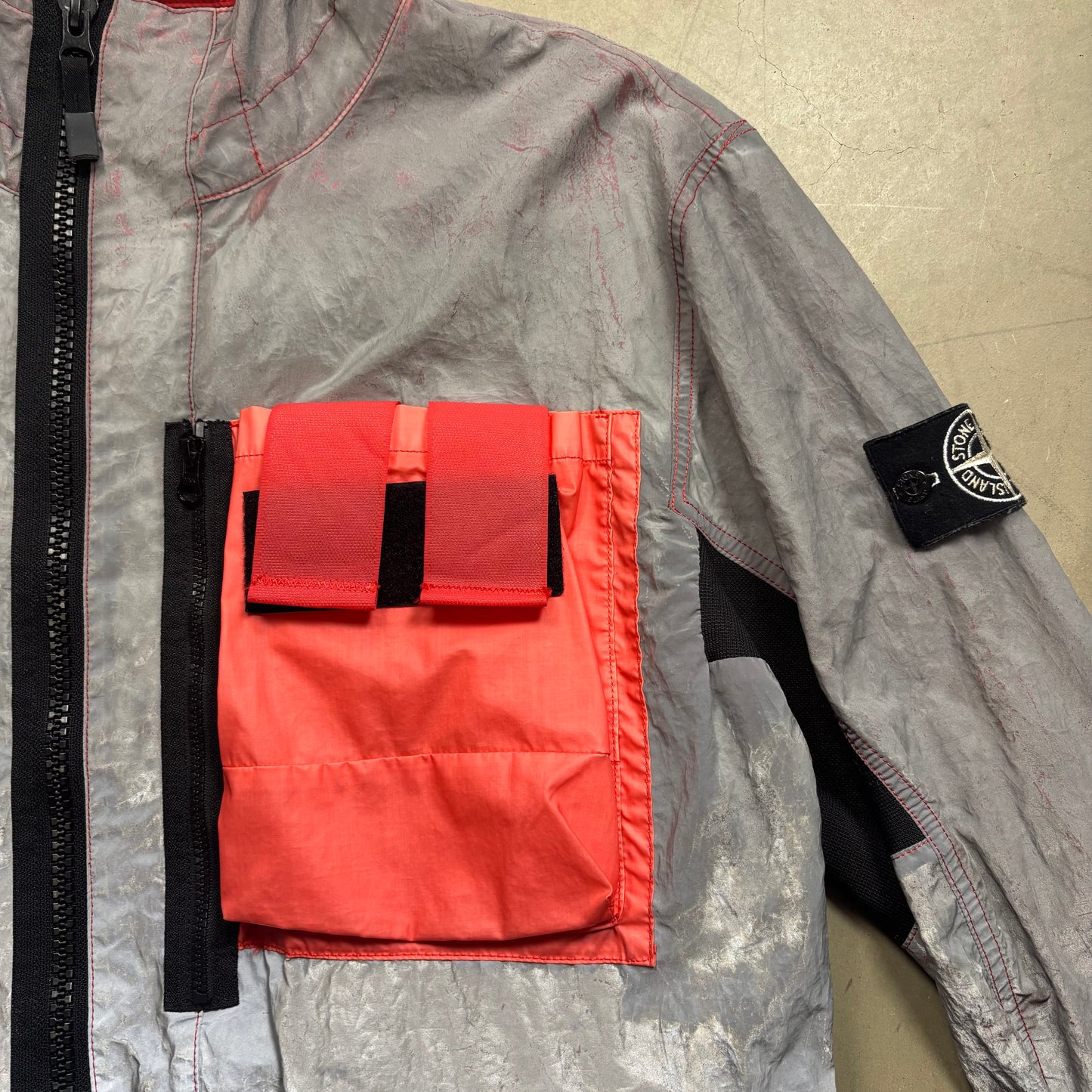 z Stone Island 2017 Garment Dyed Plated Mussola Reflective Jacket (XL)