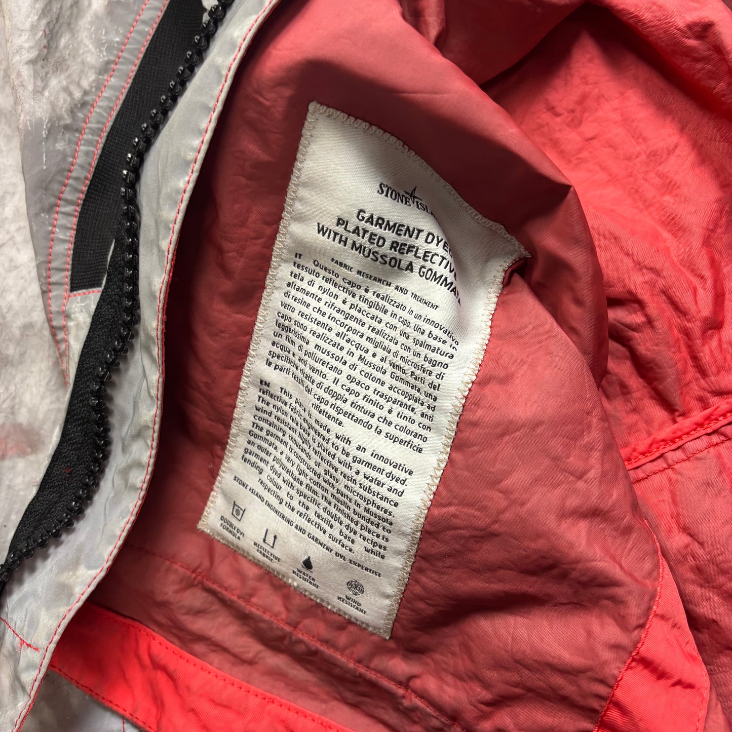 z Stone Island 2017 Garment Dyed Plated Mussola Reflective Jacket (XL)