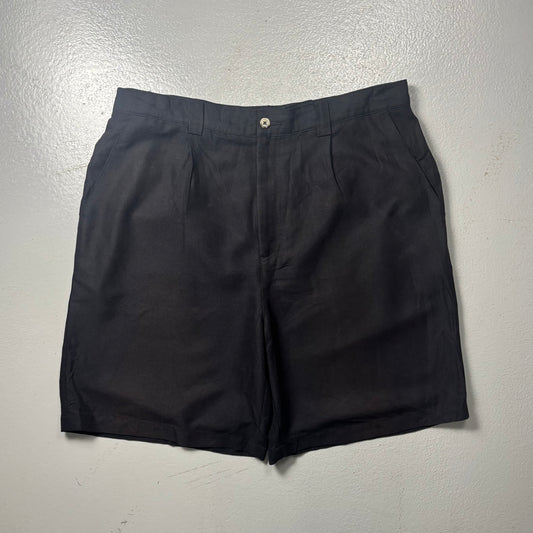 Vintage Pleated Linen Style Shorts (36 Waist)(VC)