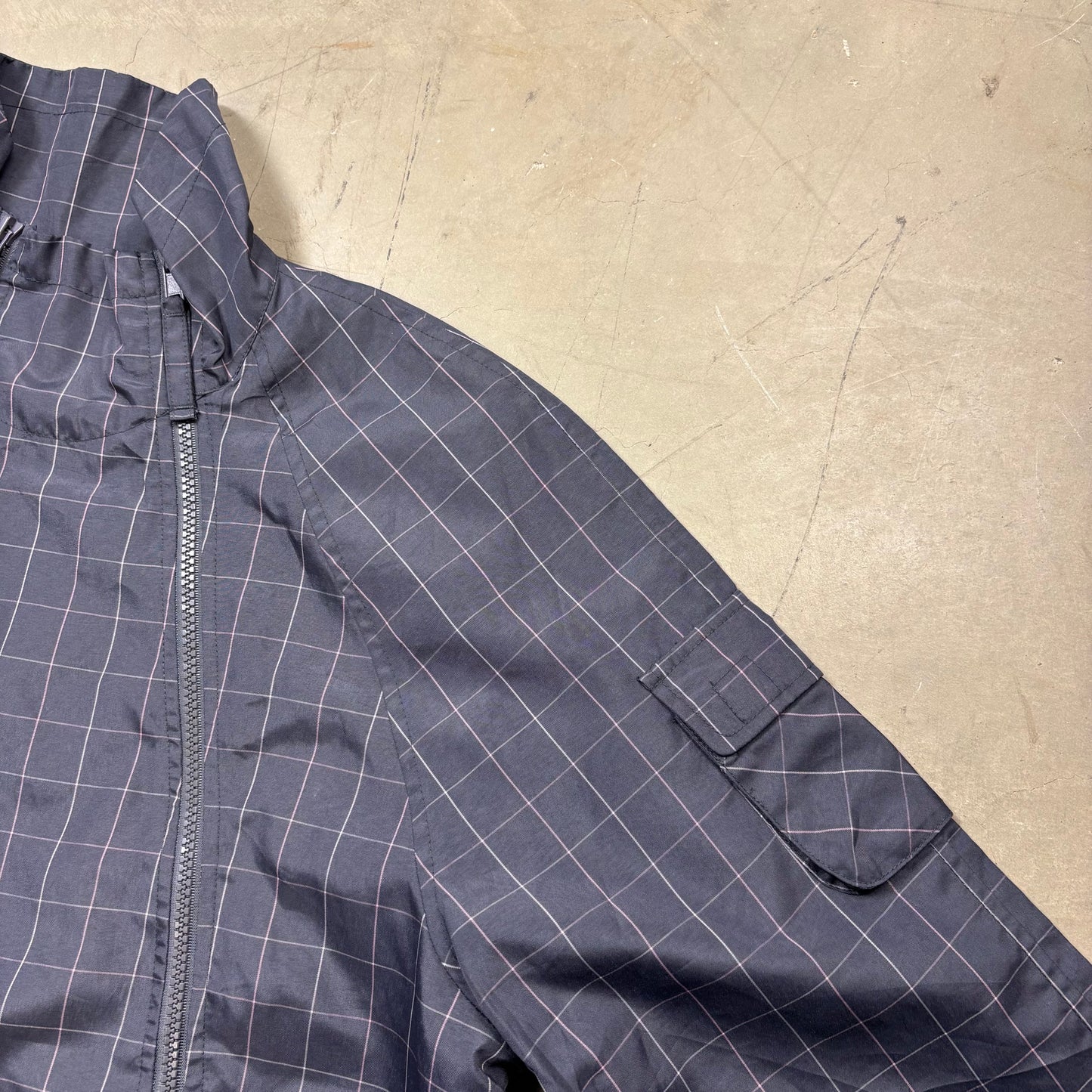 (A Top Pick) Vintage Japanese Plaid Double Asymmetrical Zip Jacket (S)(SC)