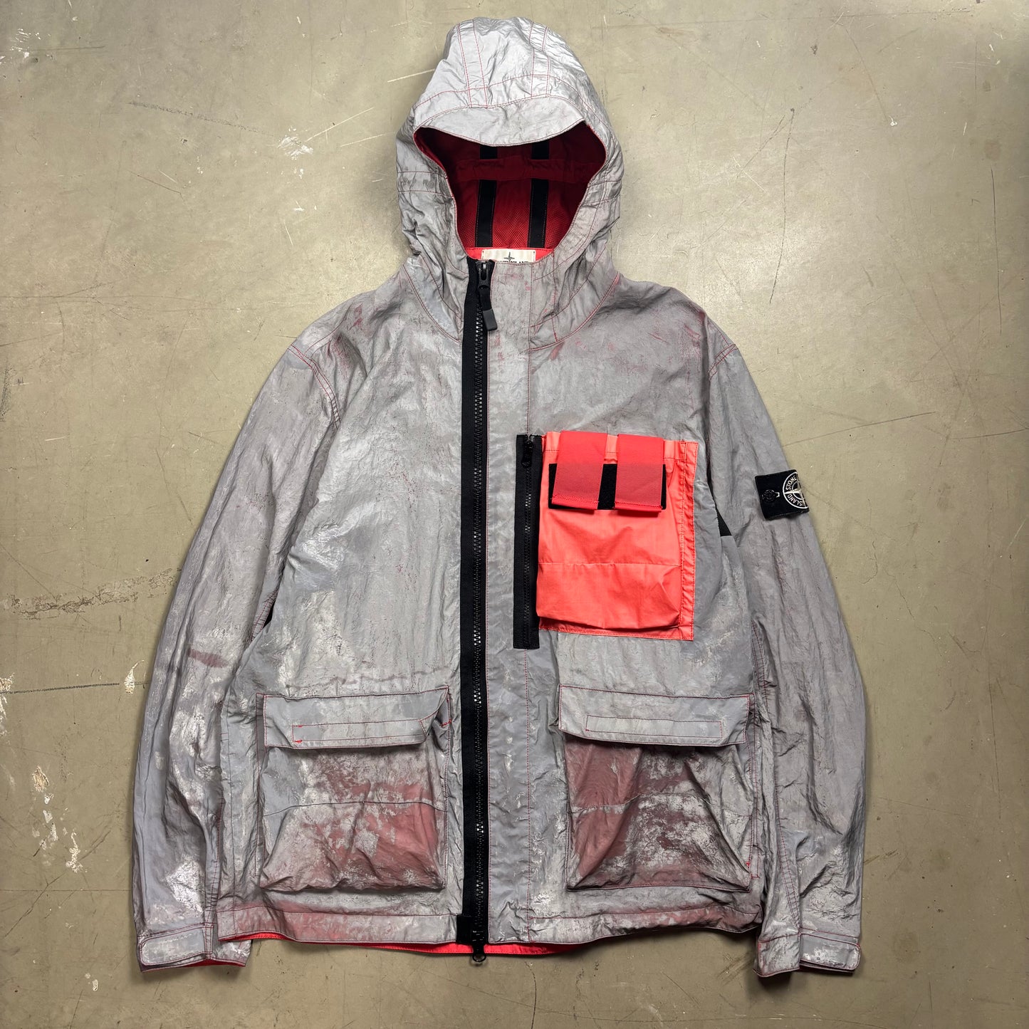 z Stone Island 2017 Garment Dyed Plated Mussola Reflective Jacket (XL)