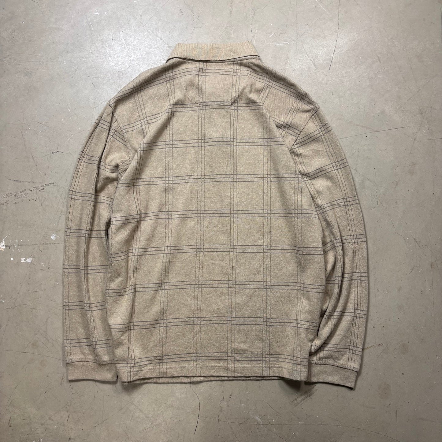 z Vintage Style Checked Long Sleeve Polo Shirt (L)(VC)