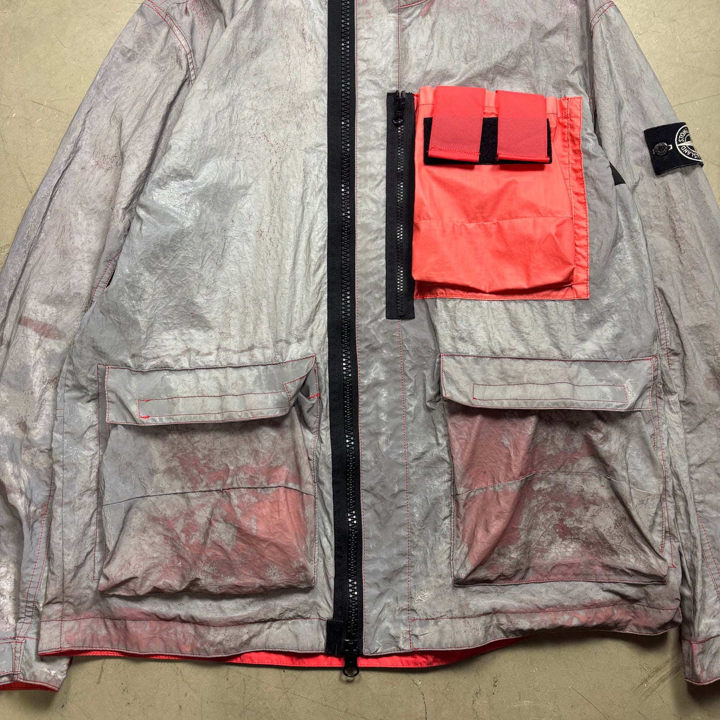 z Stone Island 2017 Garment Dyed Plated Mussola Reflective Jacket (XL)