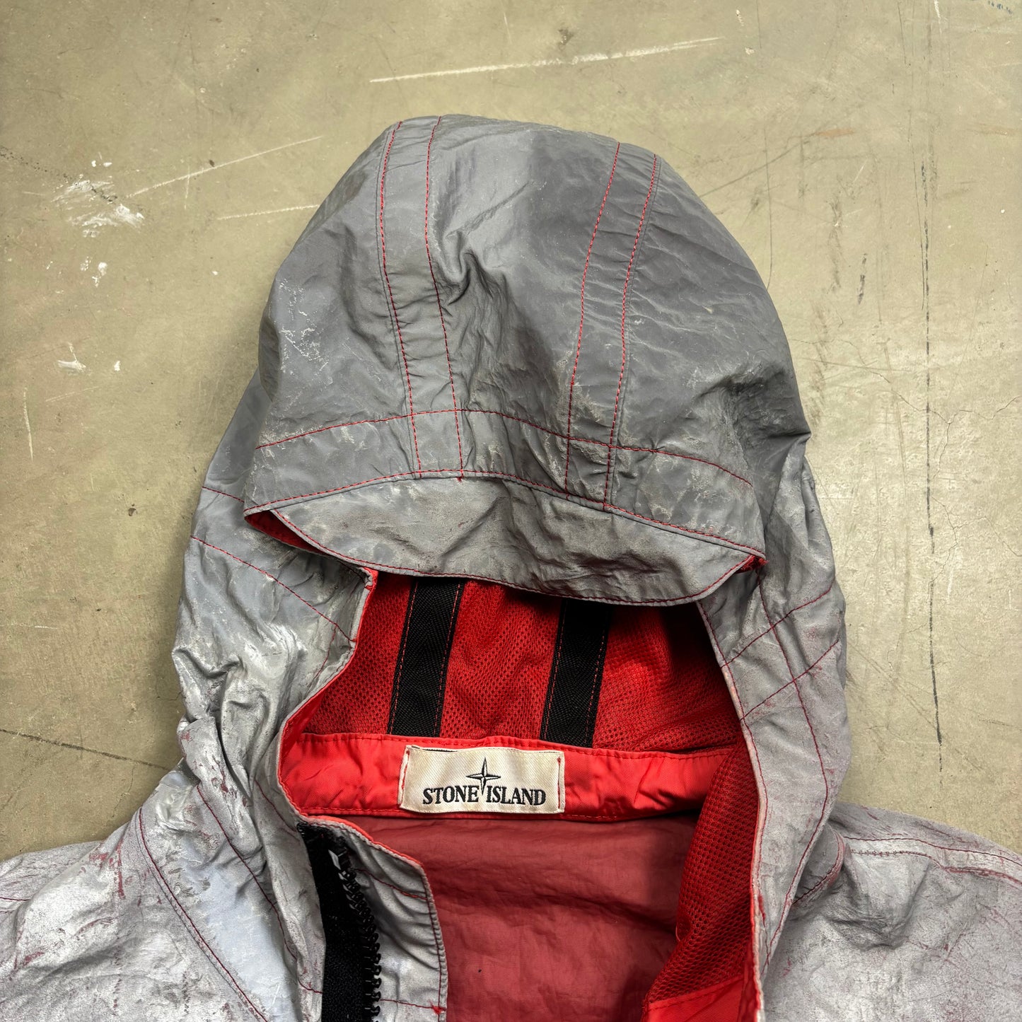 z Stone Island 2017 Garment Dyed Plated Mussola Reflective Jacket (XL)