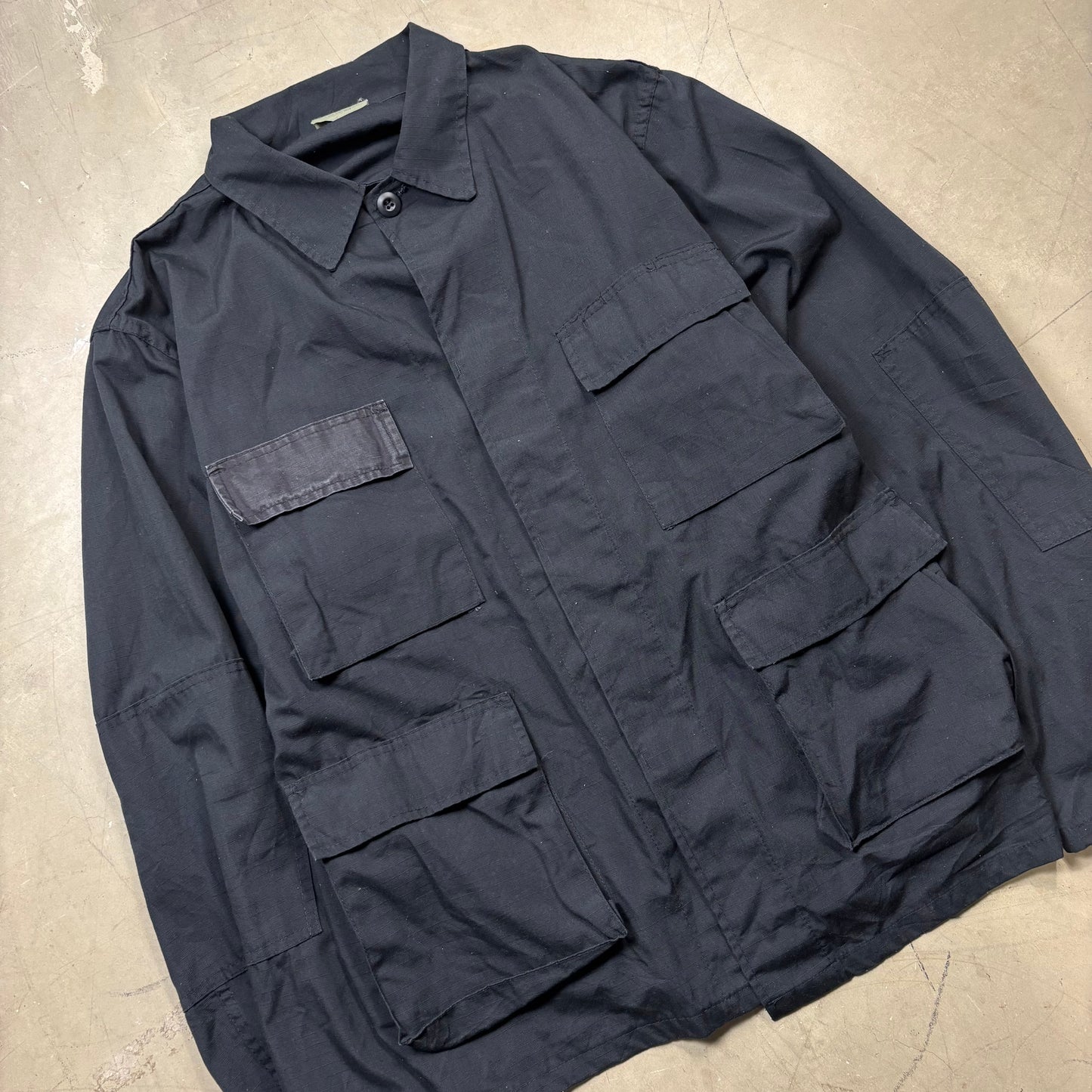 z Vintage Military Style Multi Pocket Collared Jacket (XL)(VC)