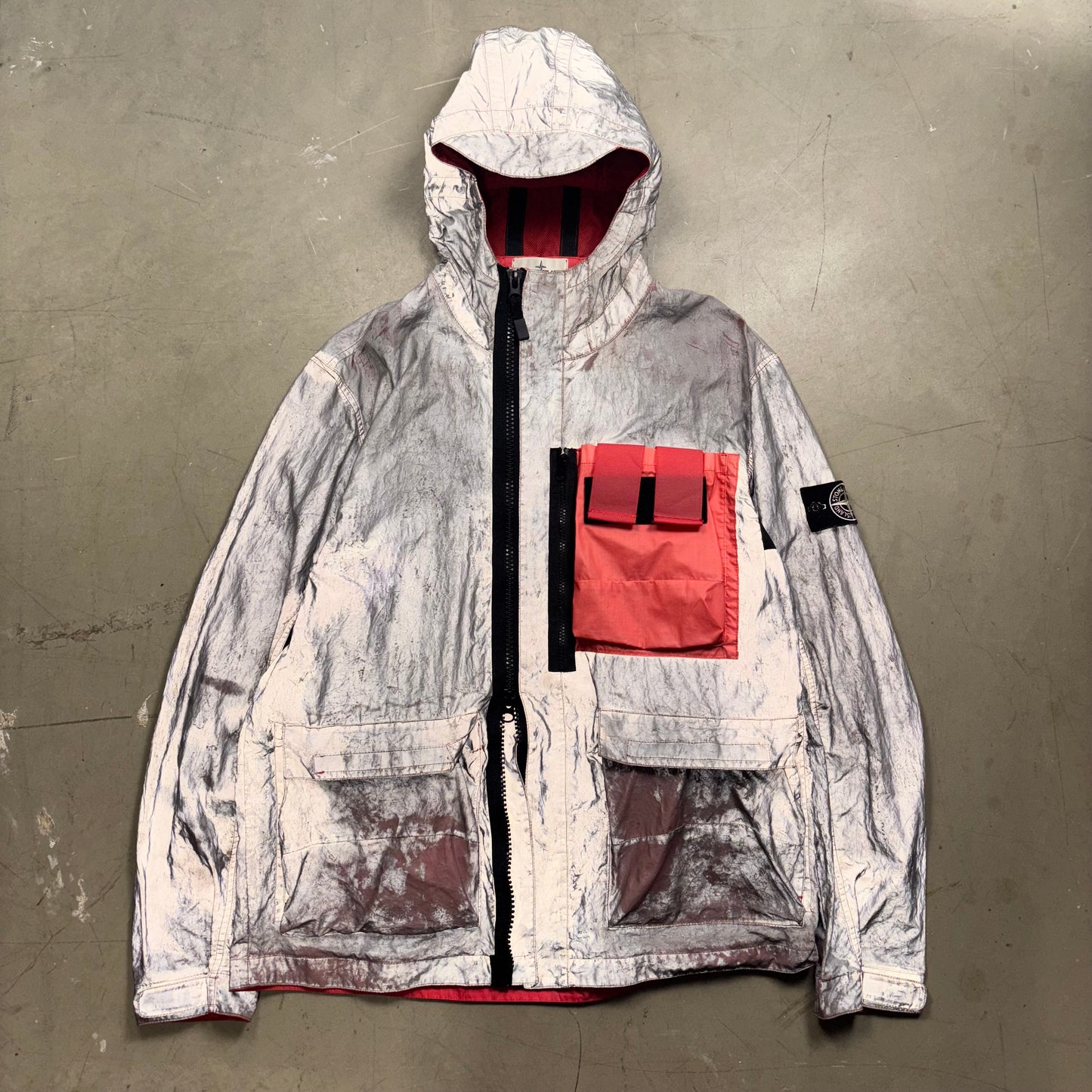 z Stone Island 2017 Garment Dyed Plated Mussola Reflective Jacket (XL)