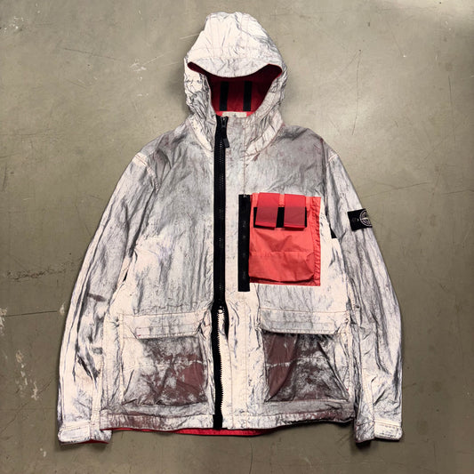 (A Top Pick) Stone Island 2017 Garment Dyed Plated Mussola Reflective Jacket (XL)