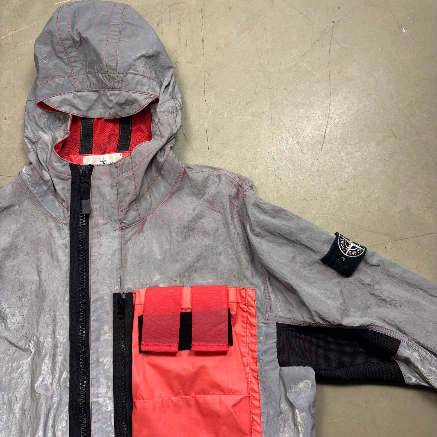 z Stone Island 2017 Garment Dyed Plated Mussola Reflective Jacket (XL)