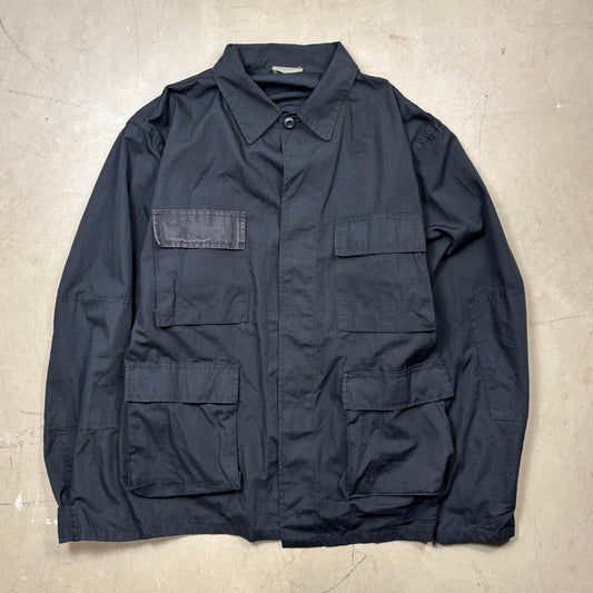 z Vintage Military Style Multi Pocket Collared Jacket (XL)(VC)